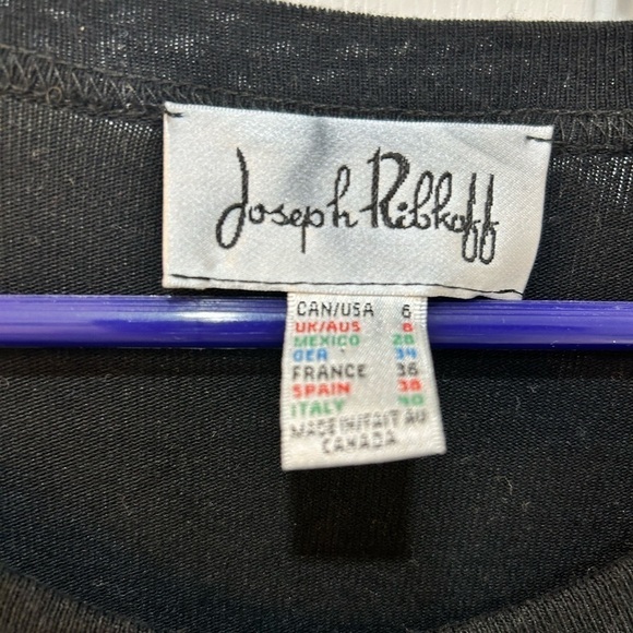 Joseph Ribkoff Little Black Dress Long Sleeve Goth Silhouette Embroidery Size 6 - Picture 3 of 8